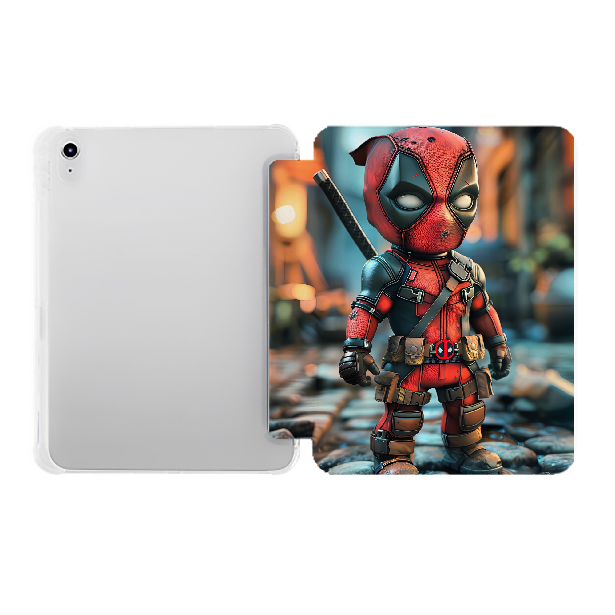（画像用） Deadpool デッドプール IPad ケース ペン収納付き 三つ折りスタンド PUレザー×シリコン 対応機種9.5/10.5/10.9インチ